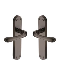 Heritage Brass Matt Bronze Luna Door Handle on Plate - Lever Latch