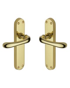 Heritage Brass Polished Brass Luna Door Handle on Plate - Lever Latch