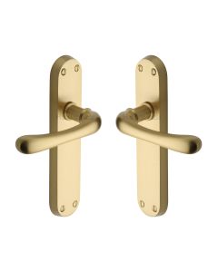Heritage Brass Satin Brass Luna Door Handle on Plate - Lever Latch
