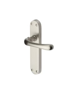 Heritage Brass Satin Nickel Luna Door Handle on Plate - Lever Latch