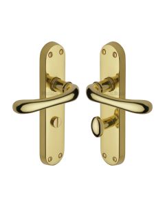 Heritage Brass Polished Brass Luna Door Handle on Plate - Bathroom Set