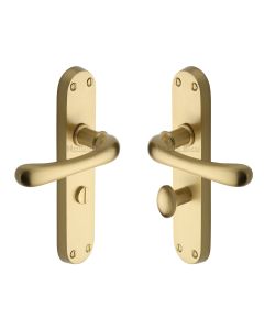 Heritage Brass Satin Brass Luna Door Handle on Plate - Bathroom Set