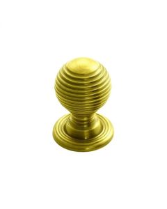 Polished Brass 35mm Queen Anne Reeded Cupboard Knob | M1005PB