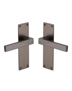 Heritage Brass Matt Bronze Metro Door Handle on Plate - Lever Latch