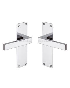 Heritage Brass Polished Chrome Metro Door Handle on Plate - Lever Latch