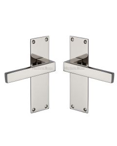 Heritage Brass Polished Nickel Finish Metro Door Handle on Plate - Lever Latch