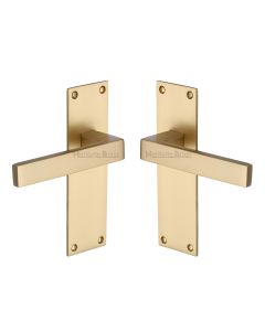 Heritage Brass Satin Brass Metro Door Handle on Plate - Lever Latch