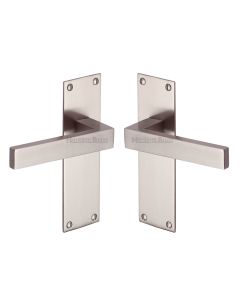 Heritage Brass Satin Nickel Metro Door Handle on Plate - Lever Latch