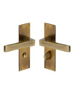 Heritage Brass Antique Brass Metro Door Handle on Plate - Bathroom Set