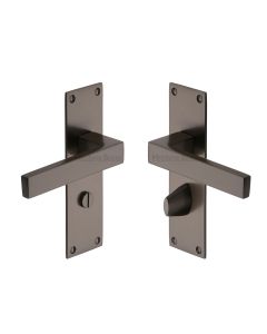 Heritage Brass Matt Bronze Metro Door Handle on Plate - Bathroom Set