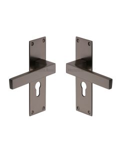 Heritage Brass Matt Bronze Metro Door Handle on Plate - Euro Profile