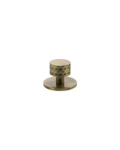 Chrysler Cabinet Knob Handle on Plate - Antique Brass