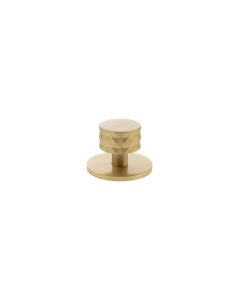 Chrysler Cabinet Knob Handle on Plate - Satin Brass