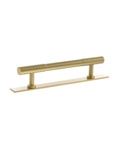 Chrysler Cabinet Pull Handle on Plate 128mm - Satin Brass