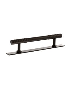 Chrysler Cabinet Pull Handle on Plate 128mm - Urban Dark Bronze