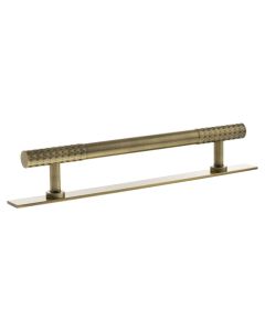 Chrysler Cabinet Pull Handle on Plate 160mm - Antique Brass