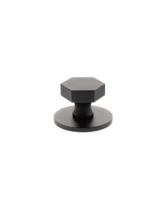 Pennington Hexagonal Cabinet Knob Handle on Plate - Matt Black