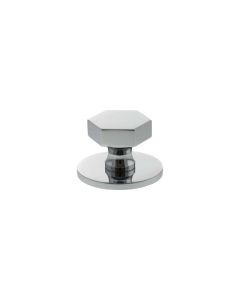 Pennington Hexagonal Cabinet Knob Handle on Plate - Polished Chrome