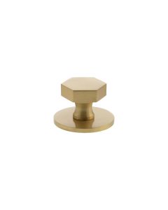 Pennington Hexagonal Cabinet Knob Handle on Plate - Satin Brass