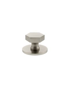 Pennington Hexagonal Cabinet Knob Handle on Plate - Satin Nickel