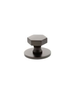 Pennington Hexagonal Cabinet Knob Handle on Plate - Urban Dark Bronze