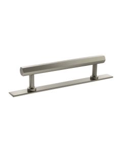 Pennington Hexagonal Cabinet Pull Handle on Plate 128mm - Satin Nickel