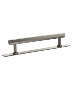 Pennington Hexagonal Cabinet Pull Handle on Plate 160mm - Satin Nickel