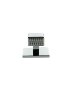 Eiffel Knurled Square Cabinet Knob Handle on Plate - Polished Chrome