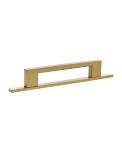 Empire Slim Cabinet Pull Handle on Plate 128mm - Satin Brass