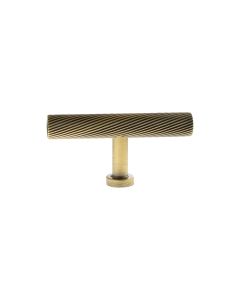 Antique Brass Paddington Spiral T Bar Cabinet Knob | MHCS1675AB