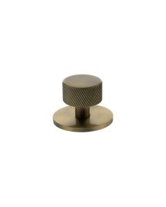 Paddington Spiral Round Cabinet Knob Handle on Plate - Antique Brass