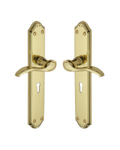 Heritage Brass Polished Brass Verona Door Handle on Plate - Lever Lock