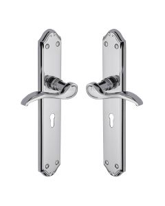 Heritage Brass Polished Chrome Verona Door Handle on Plate - Lever Lock