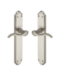 Heritage Brass Satin Nickel Verona Door Handle on Plate - Lever Latch