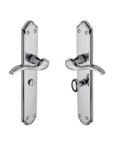 Heritage Brass Polished Chrome Verona Door Handle on Plate - Bathroom Set