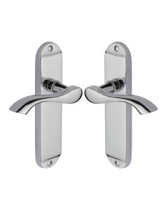 Heritage Brass Polished Chrome Algarve Door Handle on Plate - Lever Latch