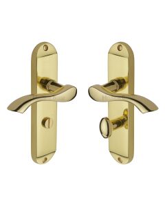 Heritage Brass Polished Brass Algarve Door Handle on Plate - Bathroom Set