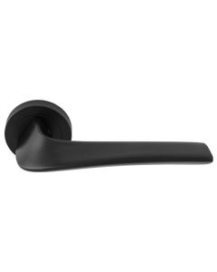 Set Manital Matt Black Master Lever Furniture on round rose | MS5BLK