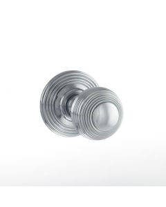 Set Old English Polished Chrome Ripon Round Reeded Mortice Knob | OE50RMKPC