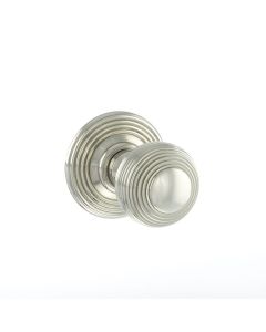 Set Old English Polished Nickel Ripon Round Reeded Mortice Knob | OE50RMKPN