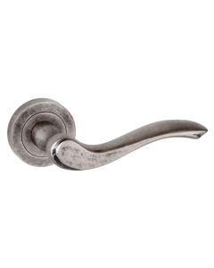 Set Distressed Silver Old English Warwick Lever on Rose | OE178DS
