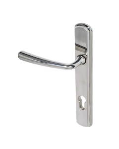 BLU Polished Stainless Steel Pera Multipoint Door Handle on 092 euro backplate  |  PER092-PSS