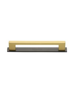 Heritage Brass Matt Bronze/Satin Brass Metro Cabinet Pull Handle with Plate 128mm