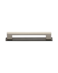 Heritage Brass Matt Bronze/Satin Nickel Metro Cabinet Pull Handle with Plate 128mm