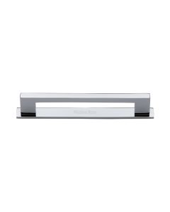 Heritage Brass Polished Chrome Metro Cabinet Pull Handle with Plate 128mm