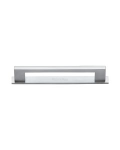 Heritage Brass Satin Chrome Metro Cabinet Pull Handle with Plate 128mm