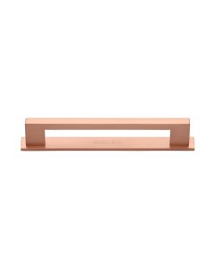 Heritage Brass Satin Rose Gold Metro Cabinet Pull Handle with Plate 128mm