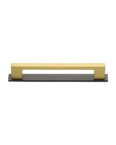 Heritage Brass Matt Bronze/Satin Brass Metro Cabinet Pull Handle with Plate 160mm