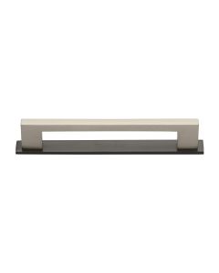 Heritage Brass Matt Bronze/Satin Nickel Metro Cabinet Pull Handle with Plate 160mm