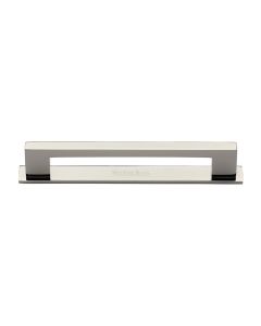 Heritage Brass Polished Nickel Finish Metro Cabinet Pull Handle with Plate 160mm